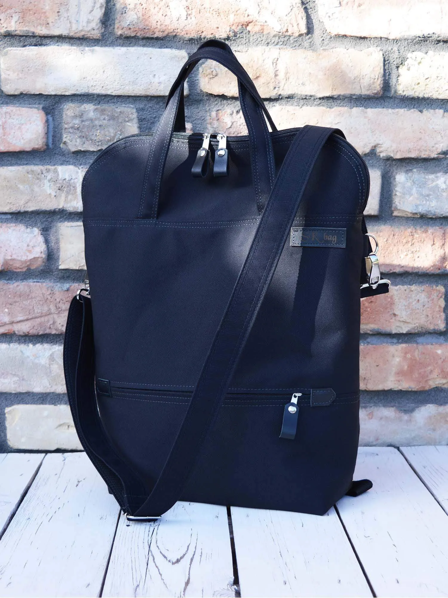 Black Traveller Waterproof Backpack, Vegan Cross Body Bag | Aris Bags