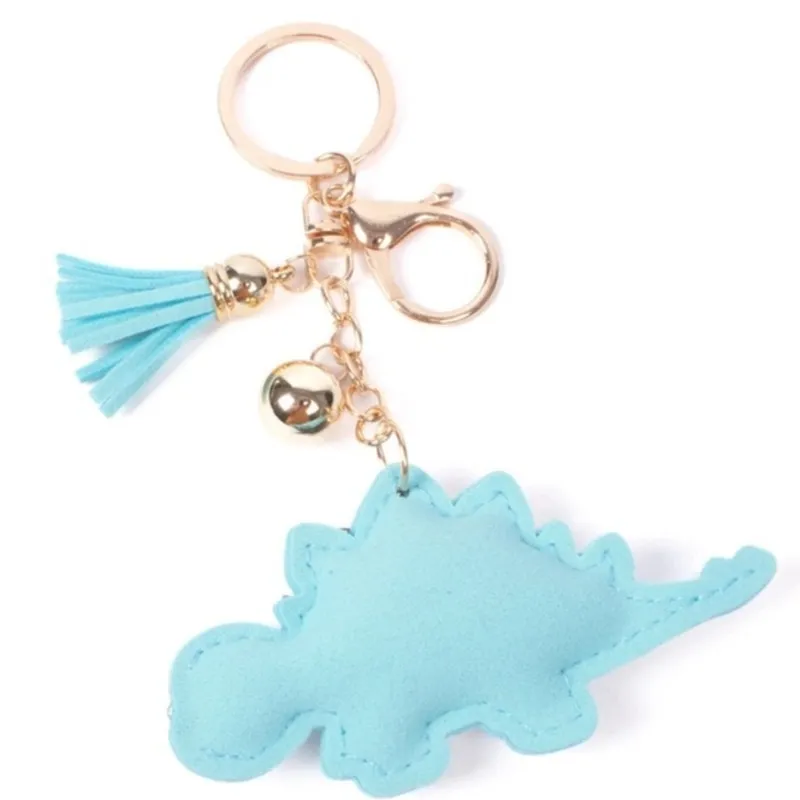 Bling Blue Stegosaurus Dino Tassel Keychain Keyring Bag Purse Charm