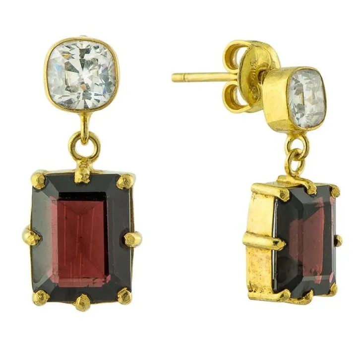 Blood Moon Cubic Zirconia and Garnet Earrings