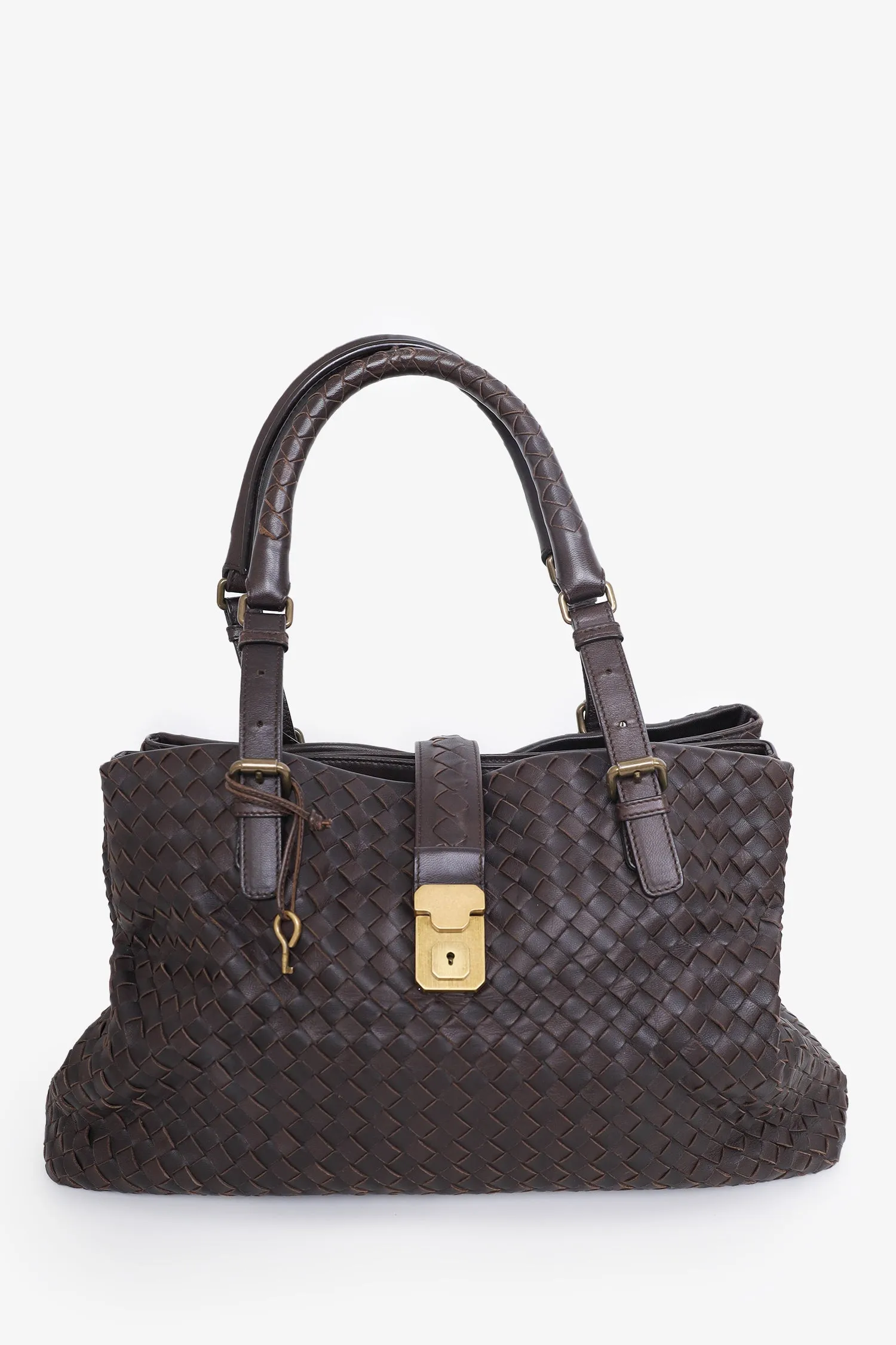 Bottega Veneta Brown Intrecciato Leather Roma Tote