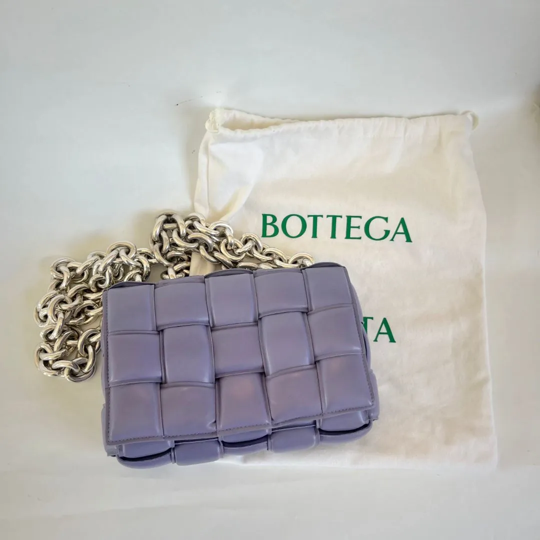 Bottega Veneta Purple Intrecciato Leather Cassette Padded Chain Bag