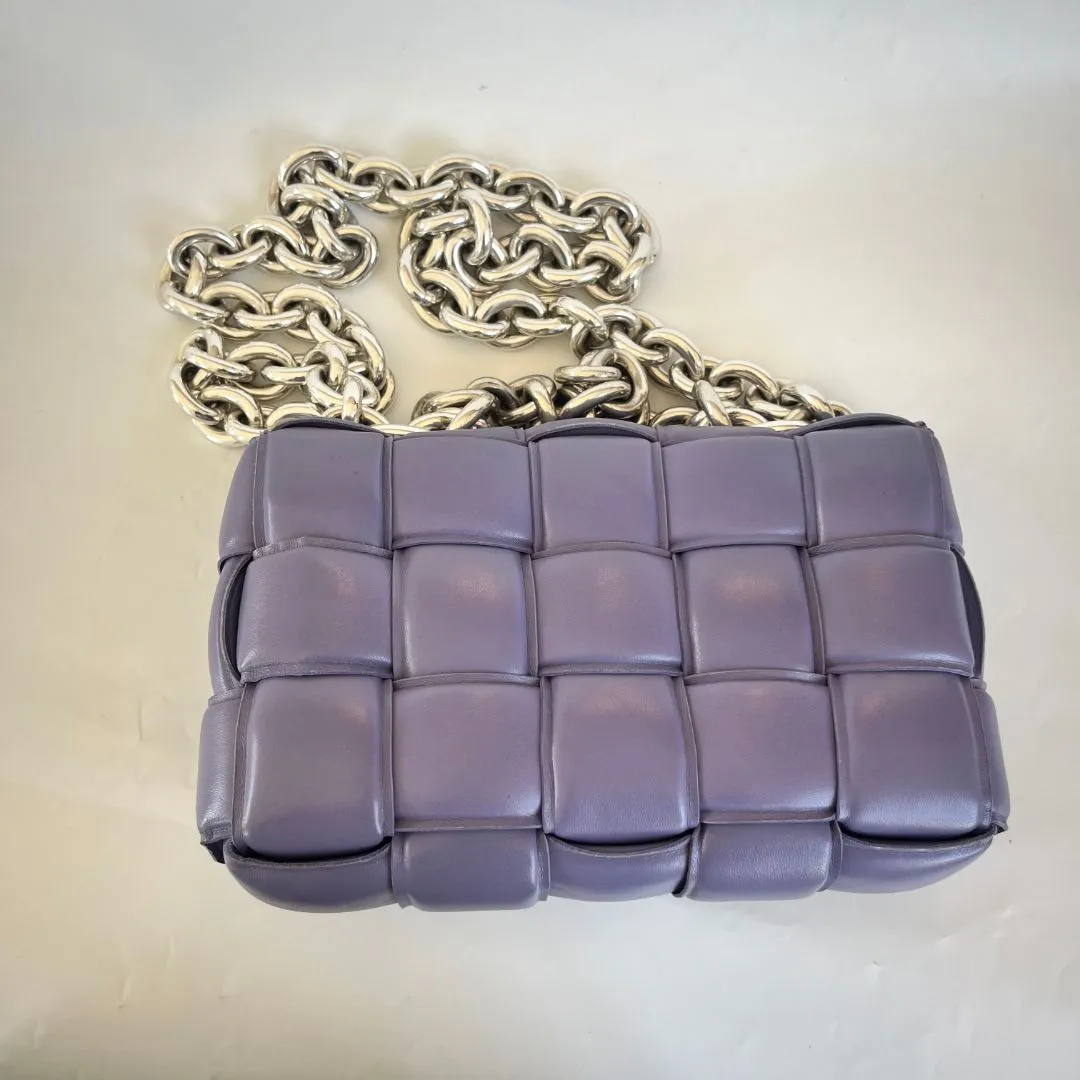 Bottega Veneta Purple Intrecciato Leather Cassette Padded Chain Bag