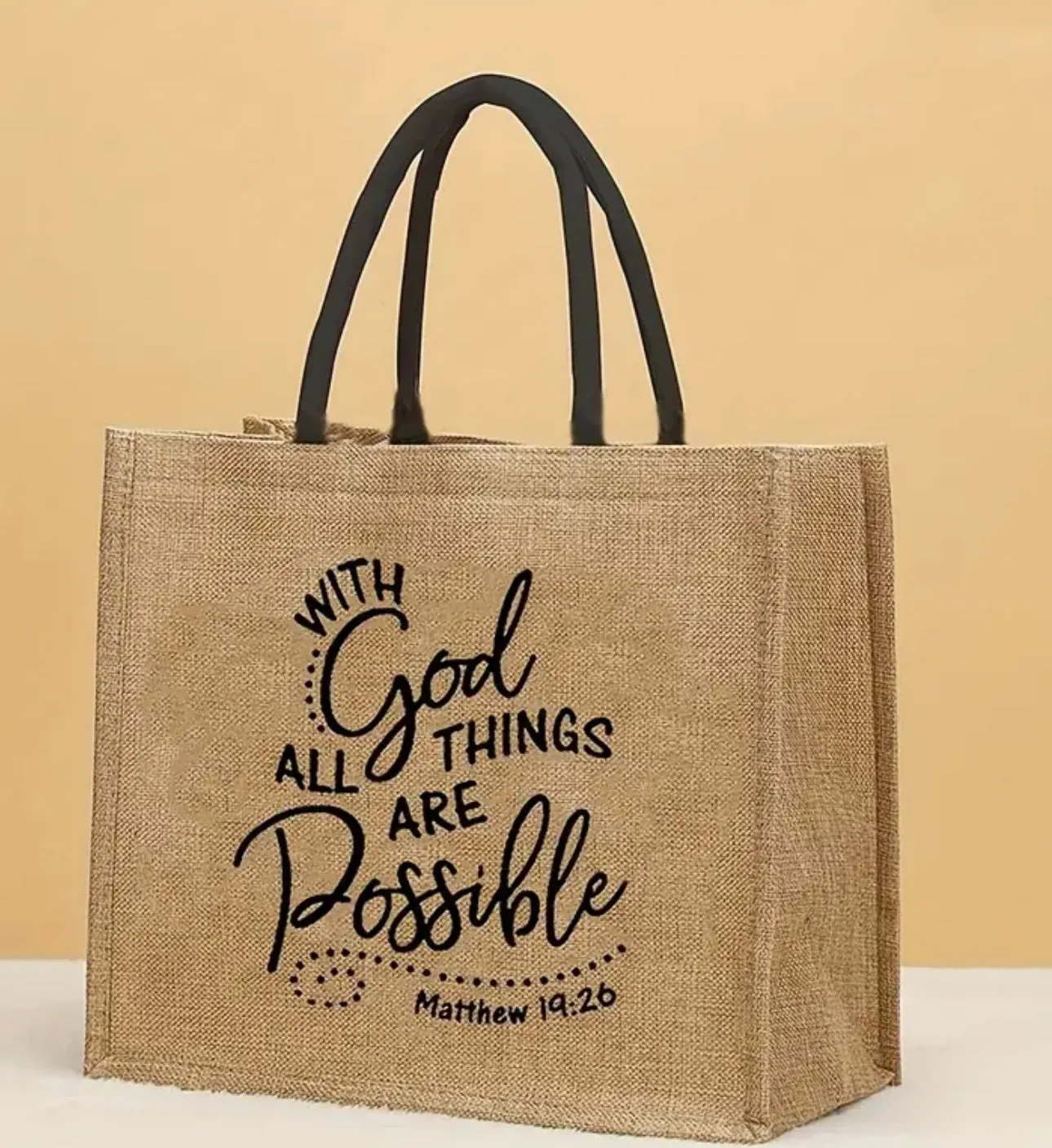 Burlap Style Inspirational Tote Bag