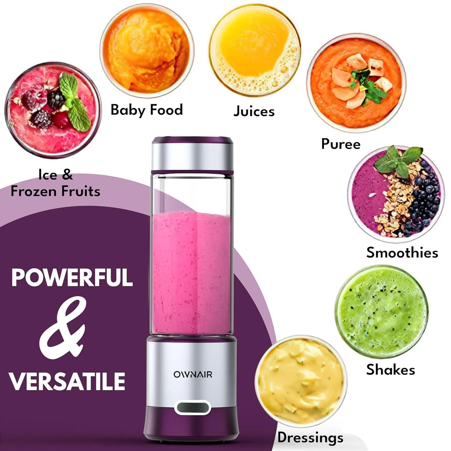 Buy Ownair Portable Blender/Juicer | Type-C Fast Charging | Purple Food Mixtures