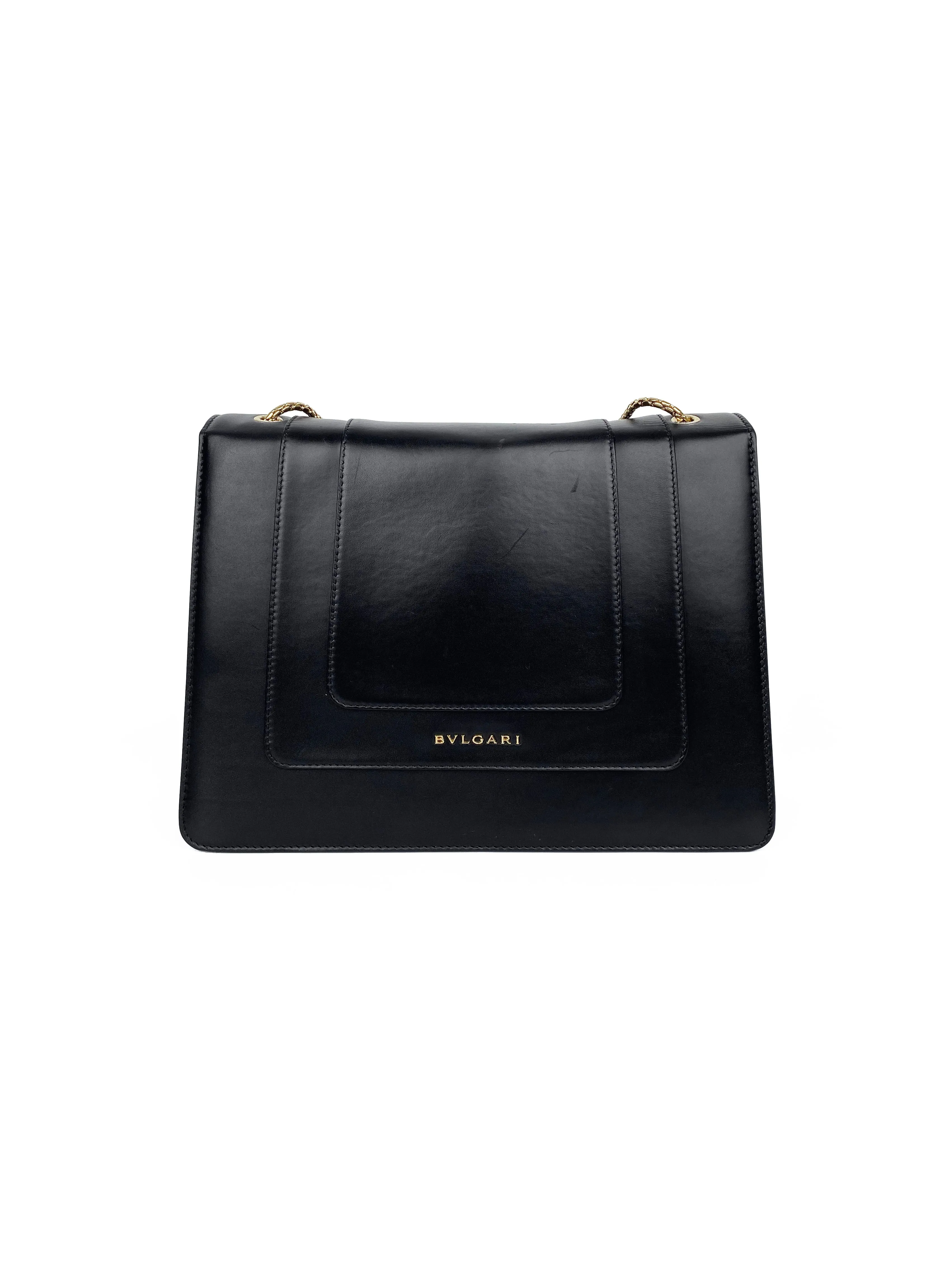 Bvlgari Black & Tan Two-tone Serpenti Bag