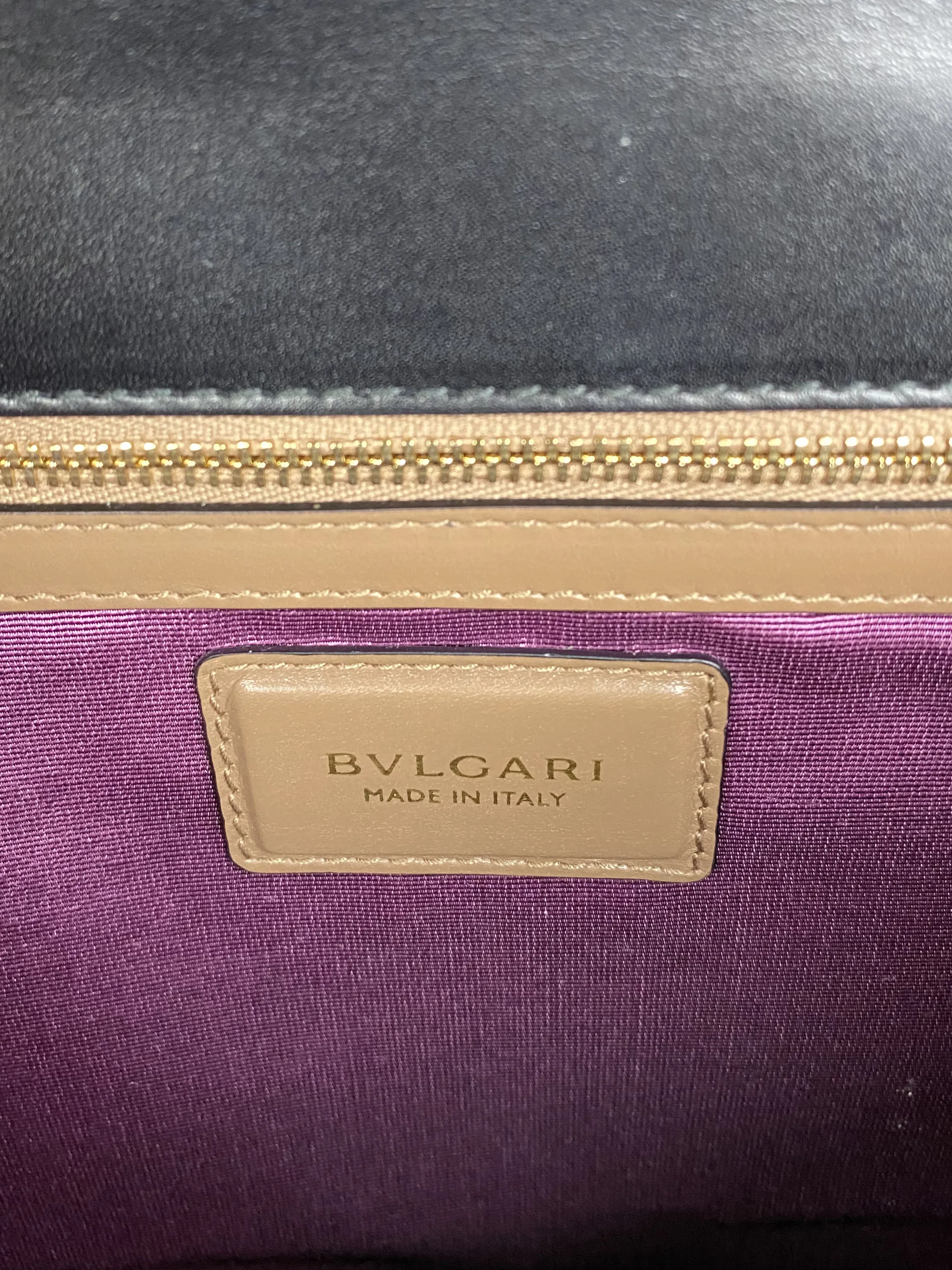 Bvlgari Black & Tan Two-tone Serpenti Bag