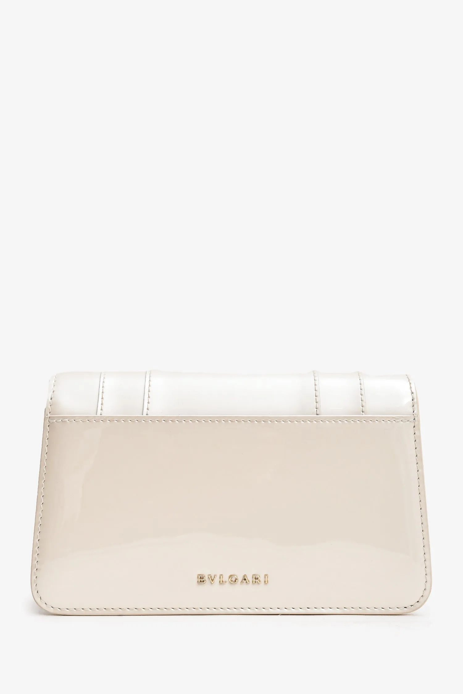 Bvlgari Cream Patent Leather Serpenti Forever Wallet on Chain