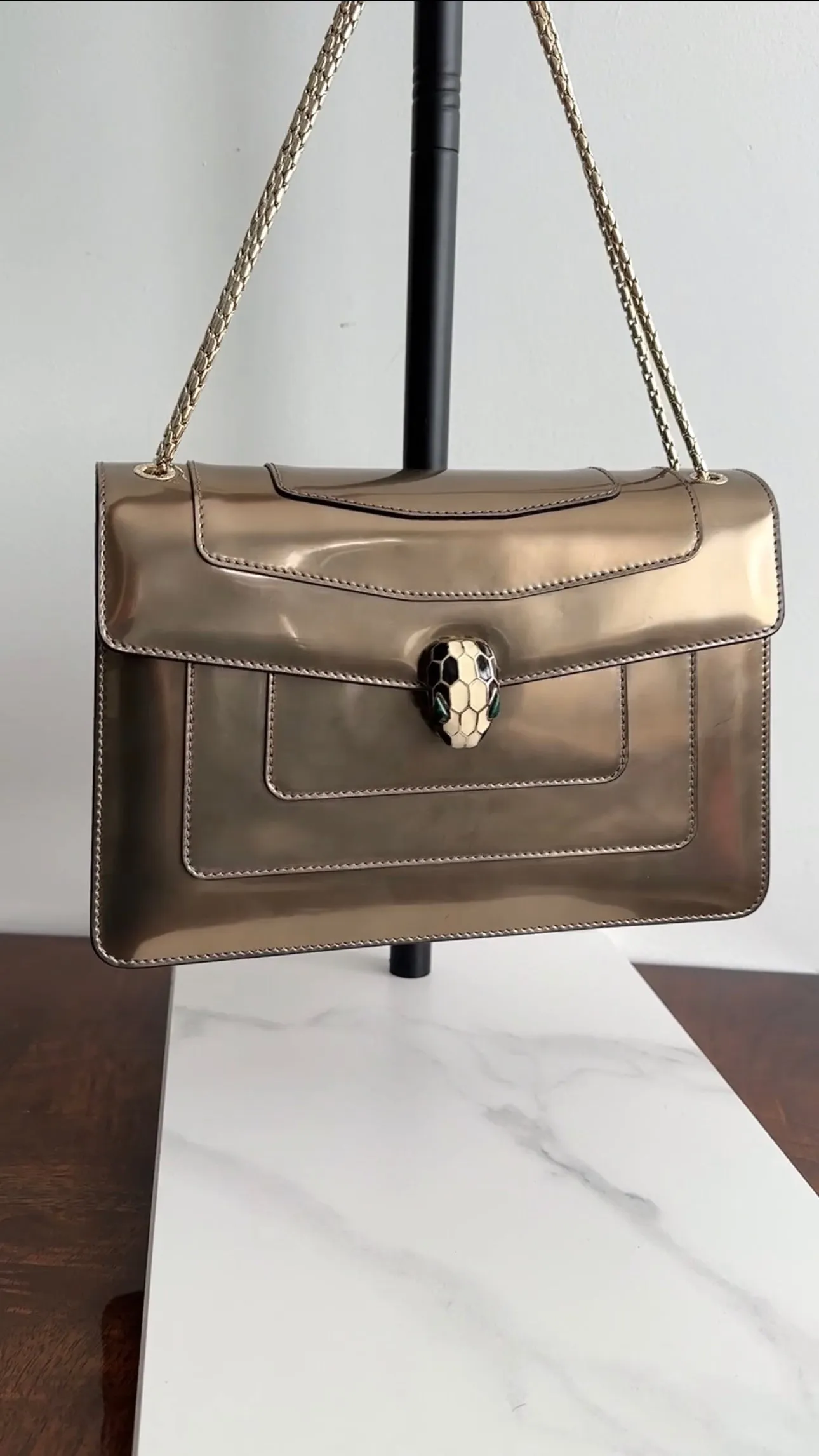 Bvlgari Metallic Leather Serpenti Forever Medium Flap Bag