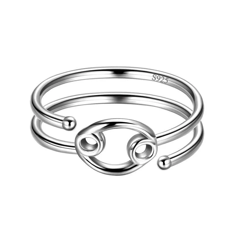 Cancer Rings Zodiac Sign Jewelry Women Girls Birthday Gifts 925 Sterling Silver