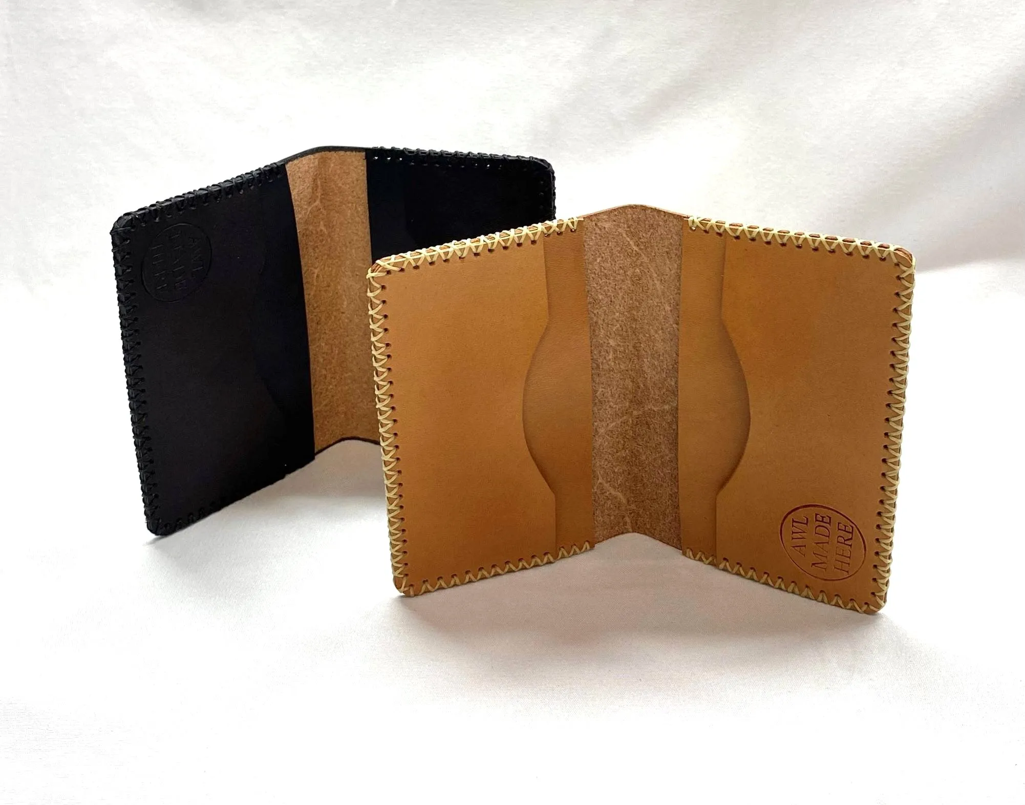 Card Case, Four Pockets. Black or Natural Tan