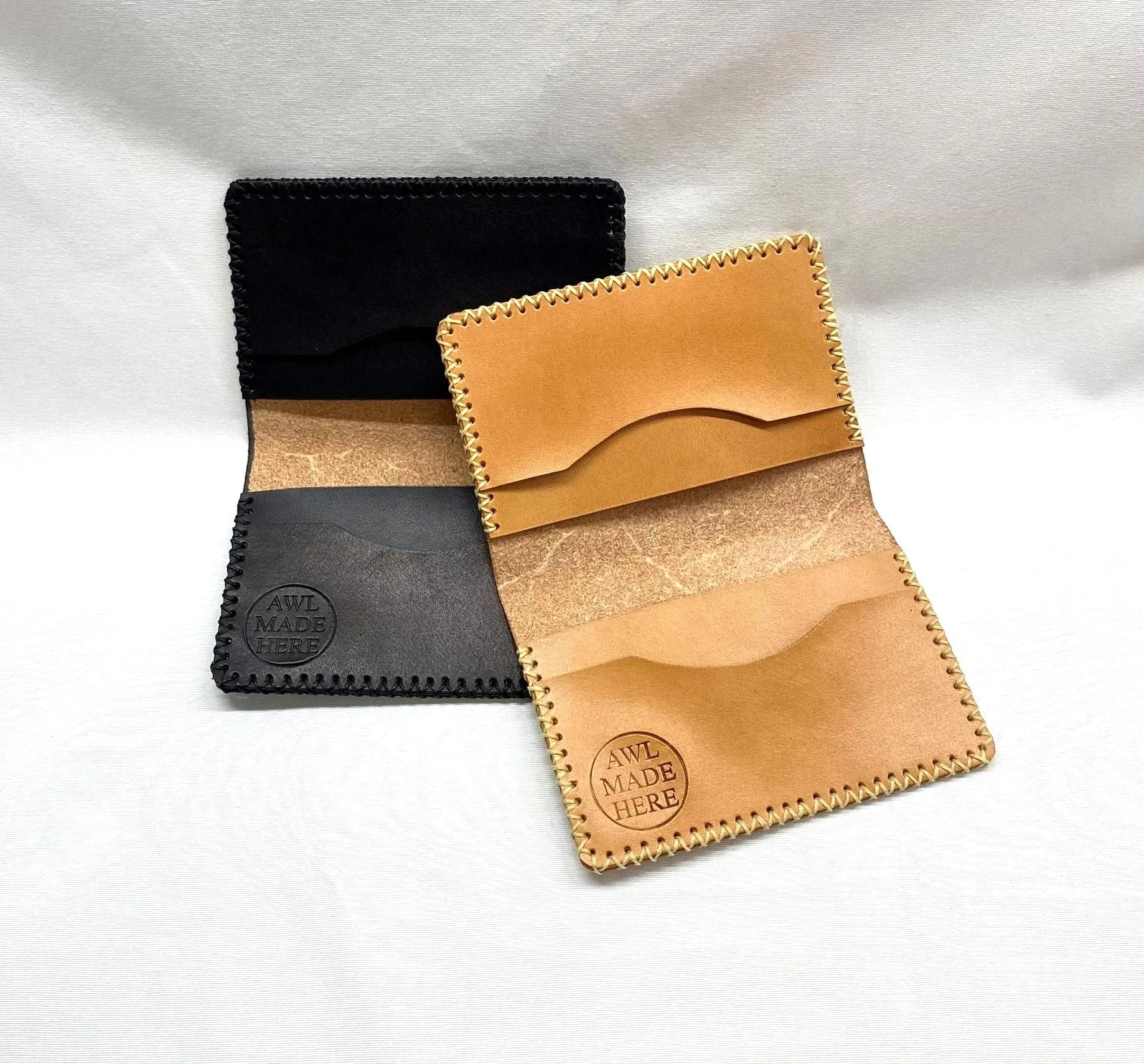 Card Case, Four Pockets. Black or Natural Tan