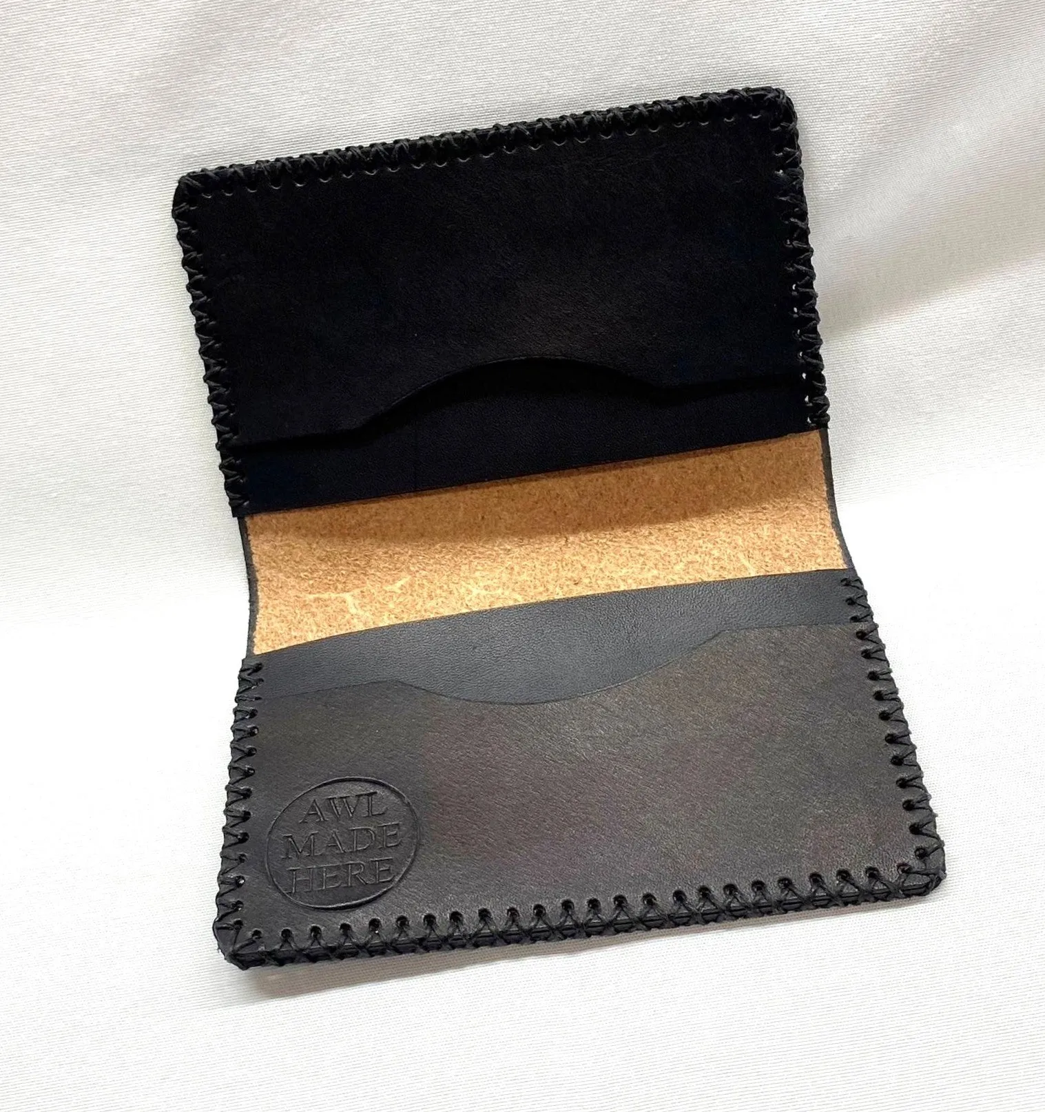 Card Case, Four Pockets. Black or Natural Tan