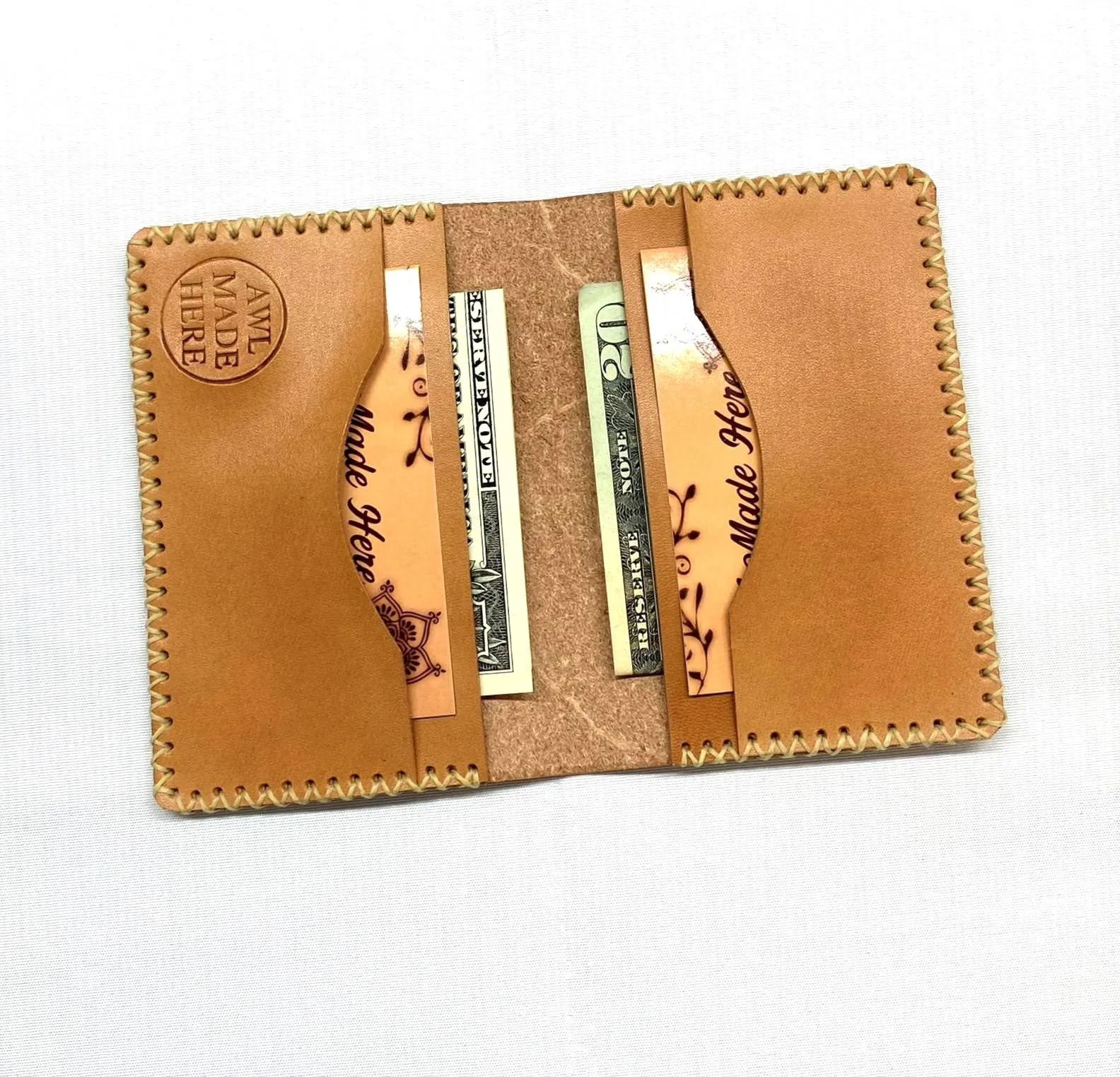 Card Case, Four Pockets. Black or Natural Tan