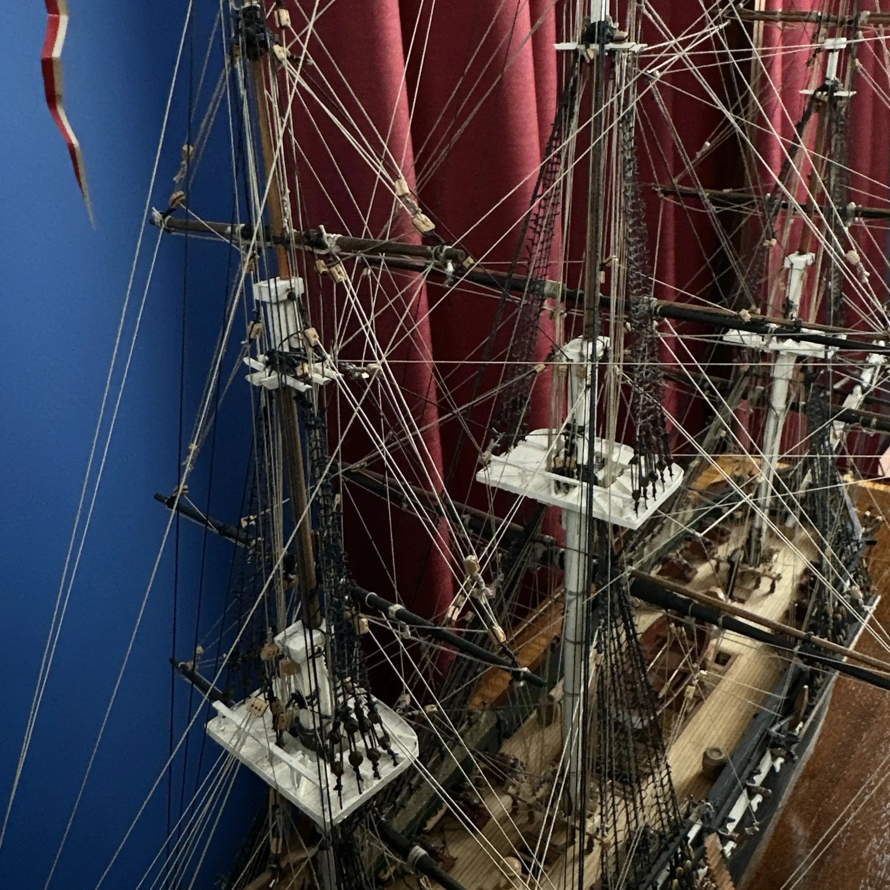 Cased USS Constitution Ship Model from Lannan Ship Model Gallery — with marquetry inlay table