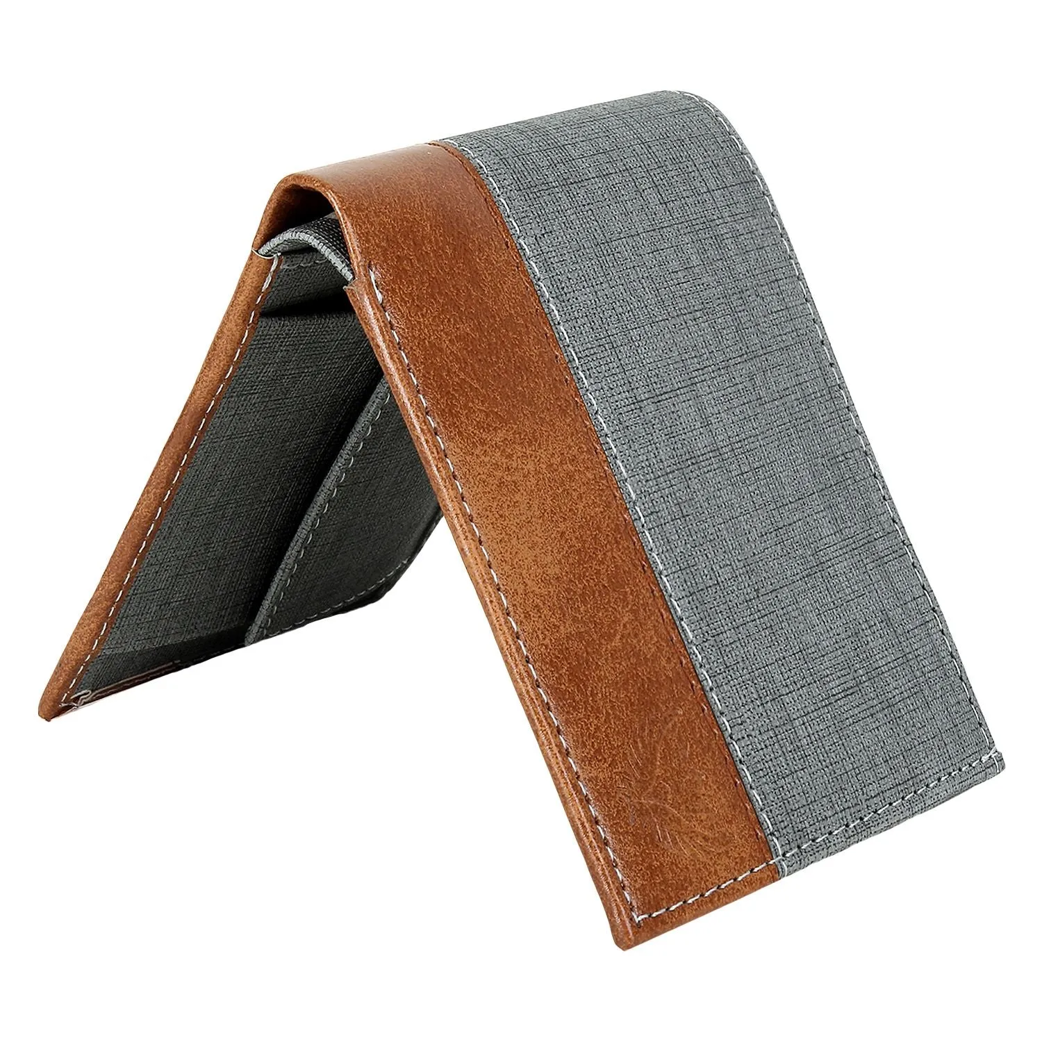 Casual Bi-Fold Wallet for Men (Gray,Tan)