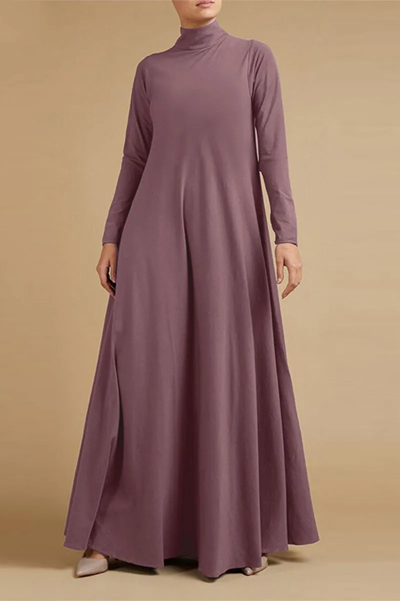 Casual Elegant Solid Turtleneck Long Sleeve Dresses(5 Colors)