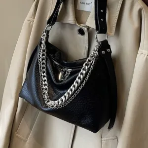 Chain Strap Faux Leather Shoulder Bag