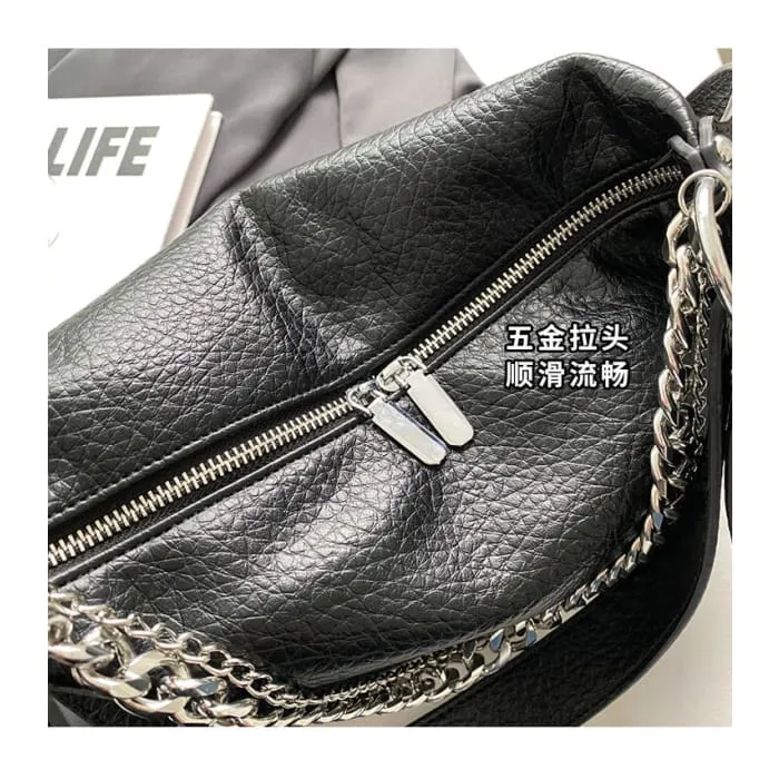 Chain Strap Faux Leather Shoulder Bag