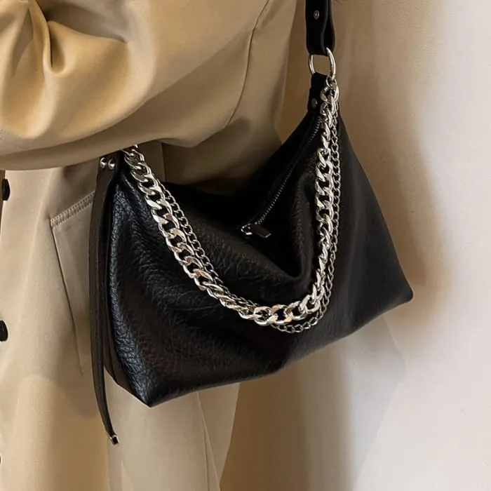 Chain Strap Faux Leather Shoulder Bag