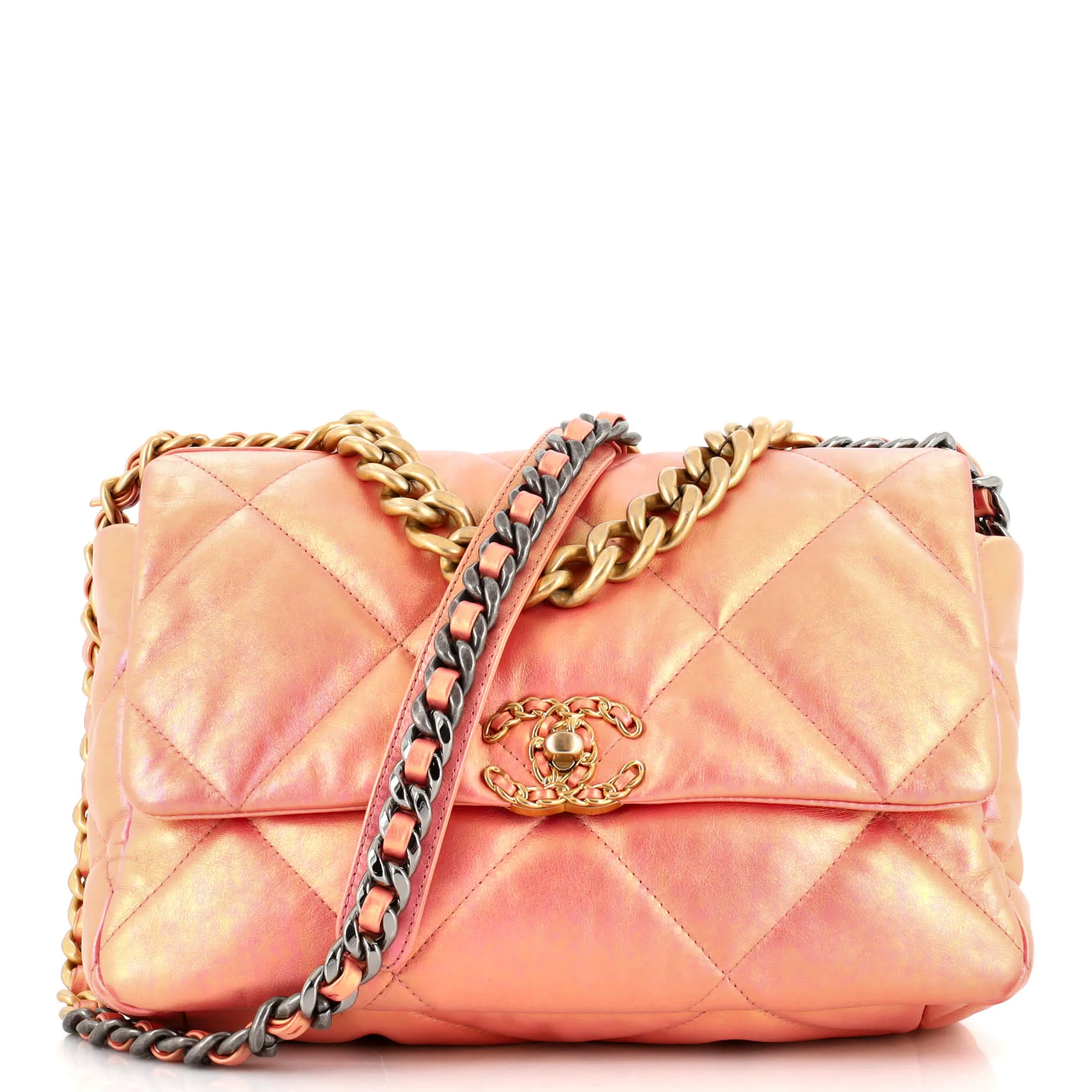 CHANEL 19 Flap Bag Quilted Iridescent Calfskin Large