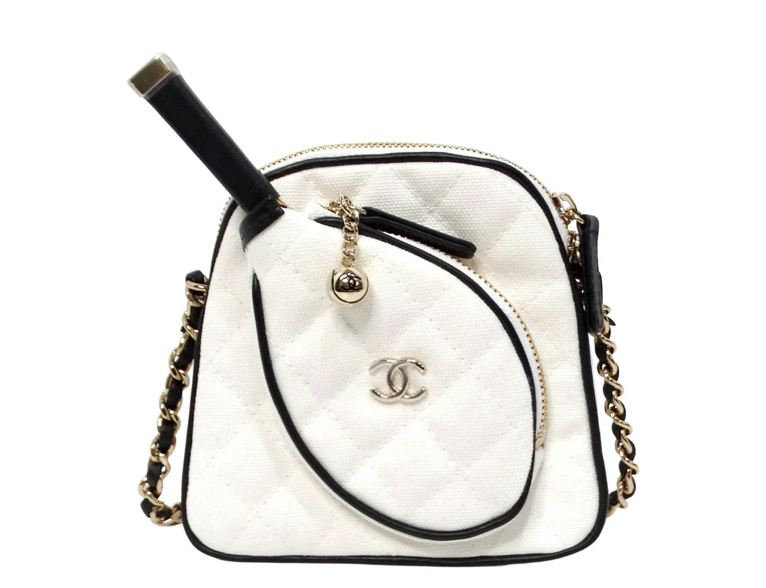 Chanel 2023 Coco Masters White Mini Tennis Cloth Crossbody Bag