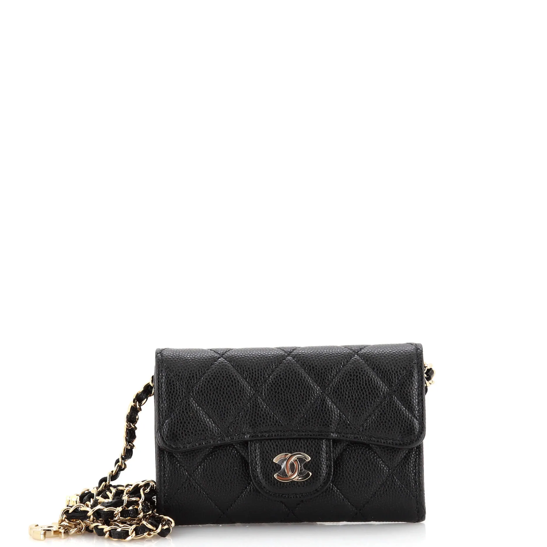 CHANEL Classic Flap Chain Belt Bag Quilted Caviar Mini