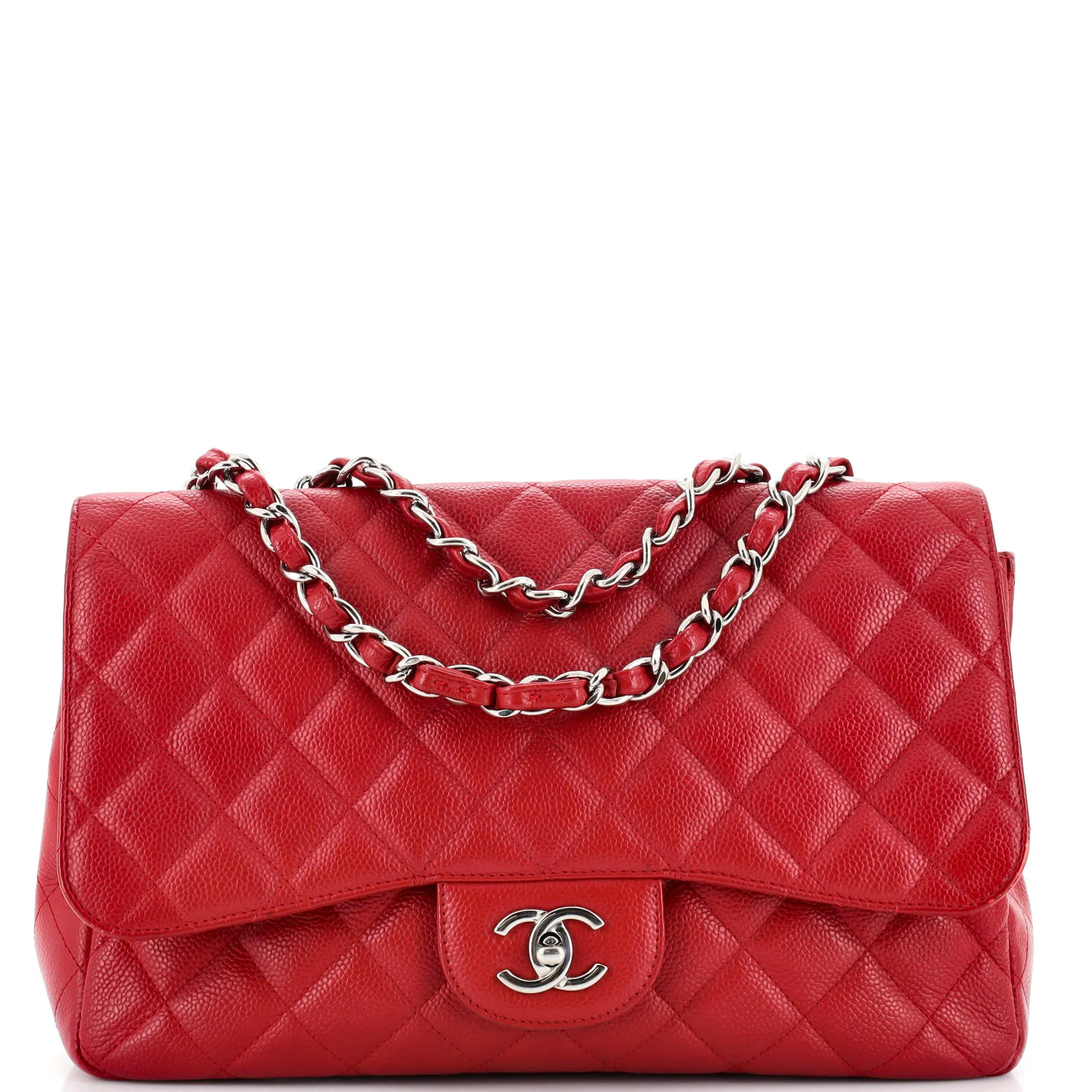 CHANEL Classic Single Flap Bag Quilted Caviar Jumbo