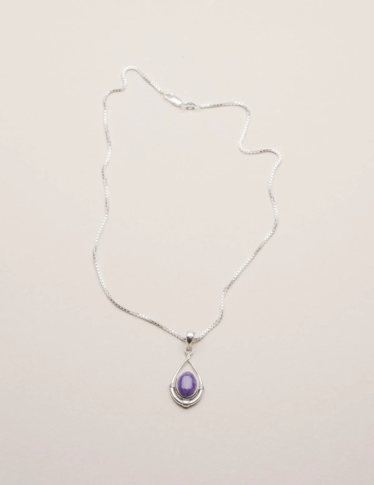 Charoite Silver Drop Pendant