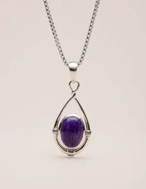 Charoite Silver Drop Pendant