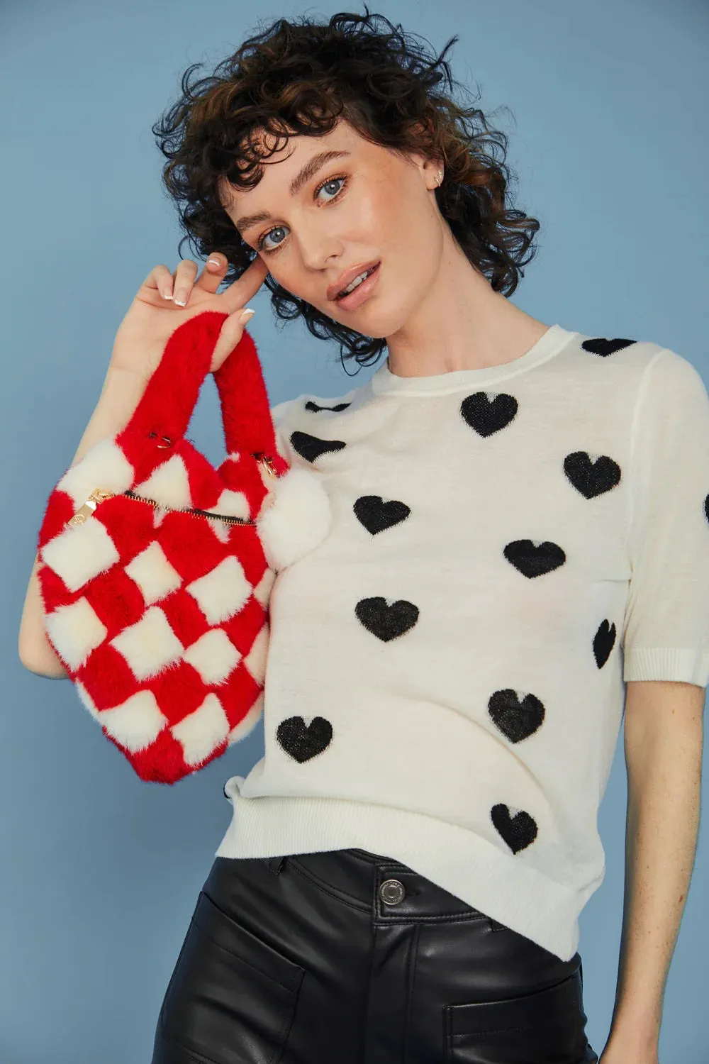 Checkered Love Heart Bag