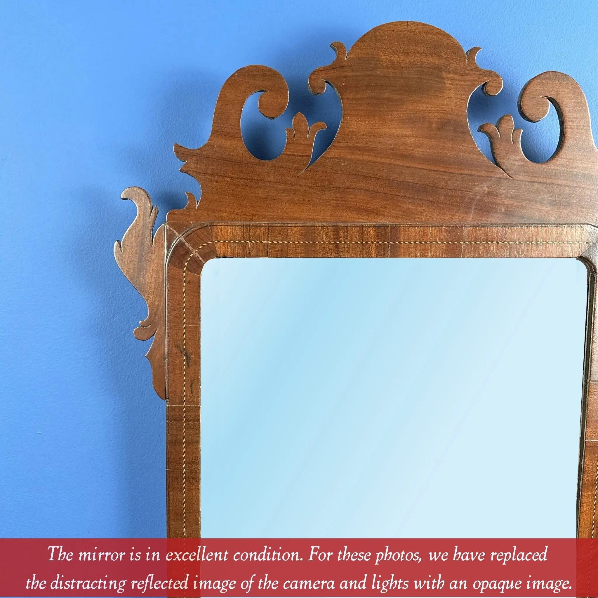 Chippendale mirror with veneer and inlay — 1700s