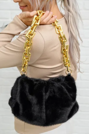 Classy And Carefree Faux Fur Bag In Black - 9/29/2022