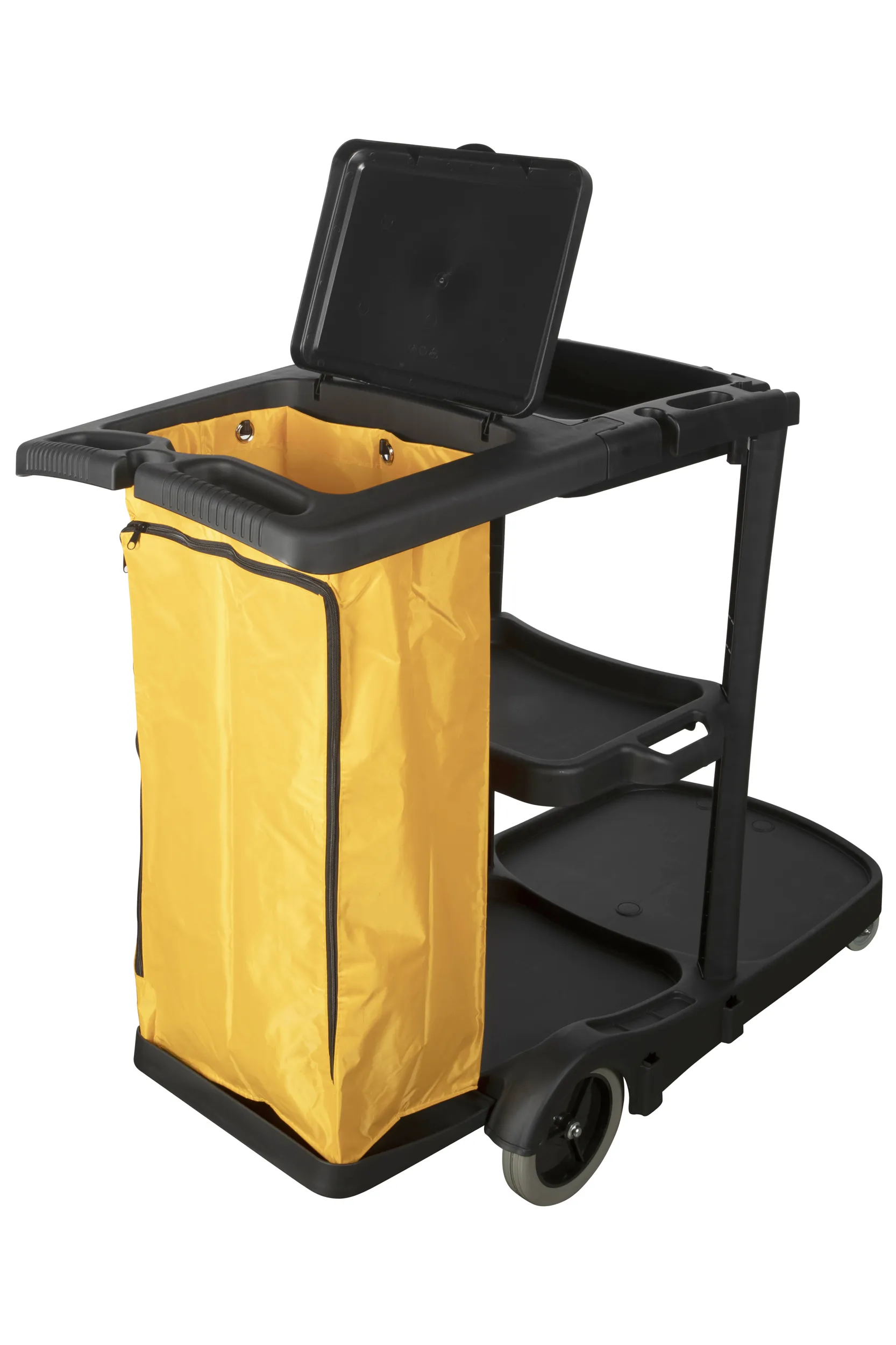 Cleanlink 3 Tier Janitor's Trolley, Black