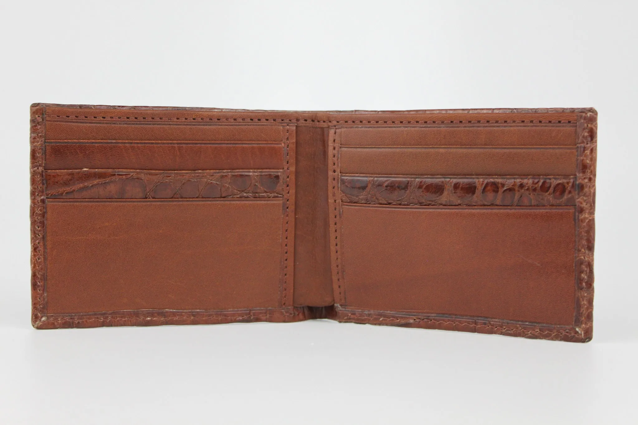 Crocodile Bifold Wallet - Cognac