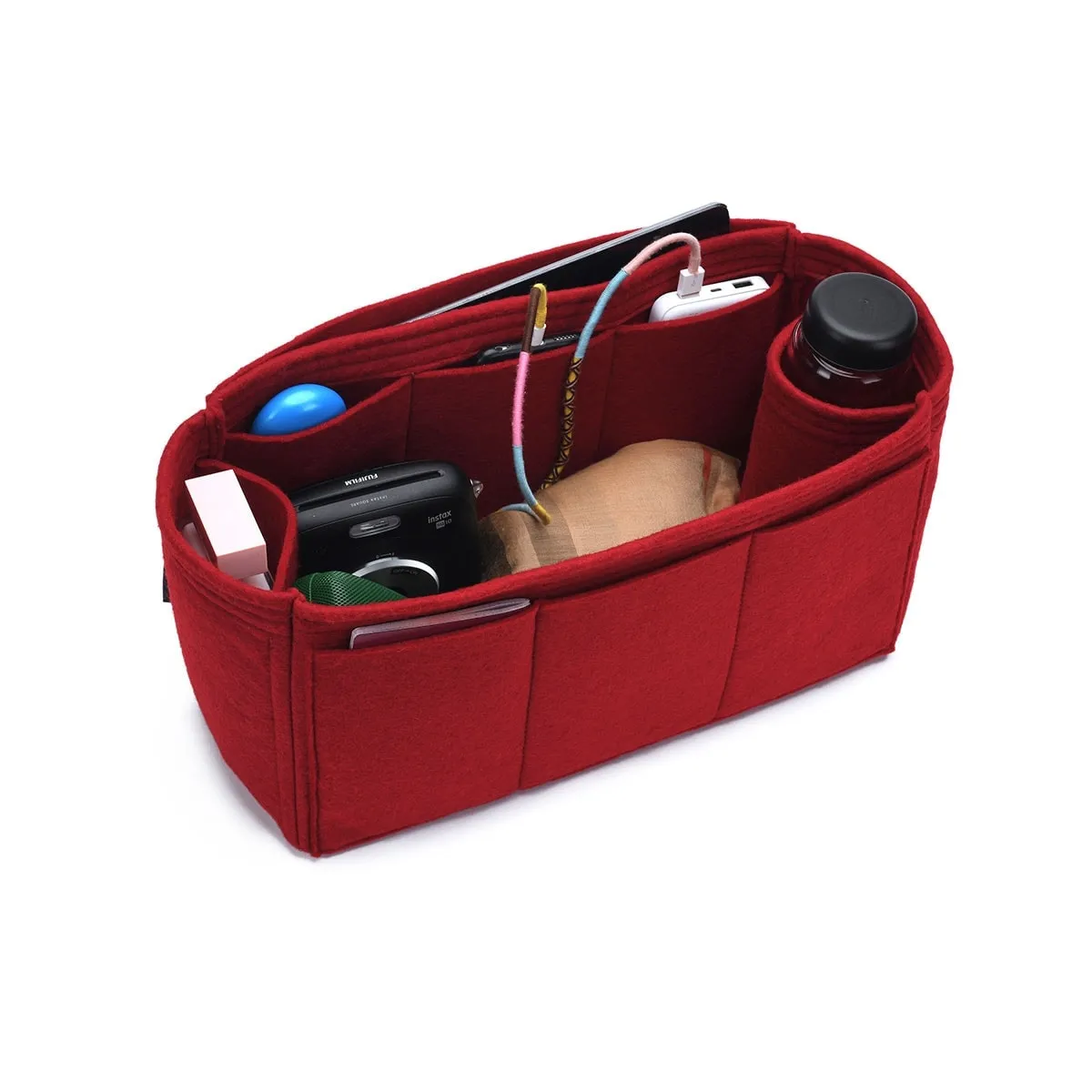 Custom Size Bag Organizer with Single Bottle Holder and Exterior Pockets