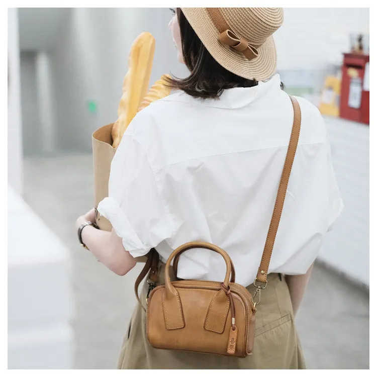 Cute Womens Mini Crossbody Purse Brown Leather Handbag For Women