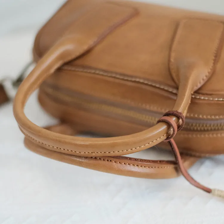 Cute Womens Mini Crossbody Purse Brown Leather Handbag For Women