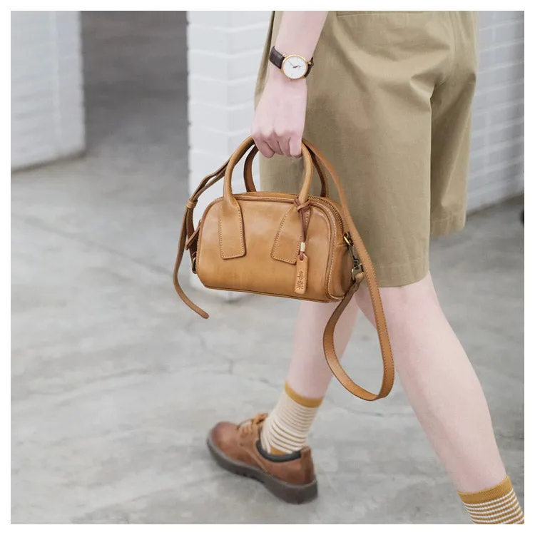 Cute Womens Mini Crossbody Purse Brown Leather Handbag For Women