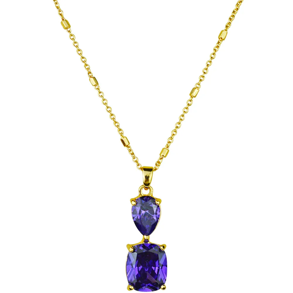 Dazzling Dreamer CZ Necklace (Goldtone/Violet)