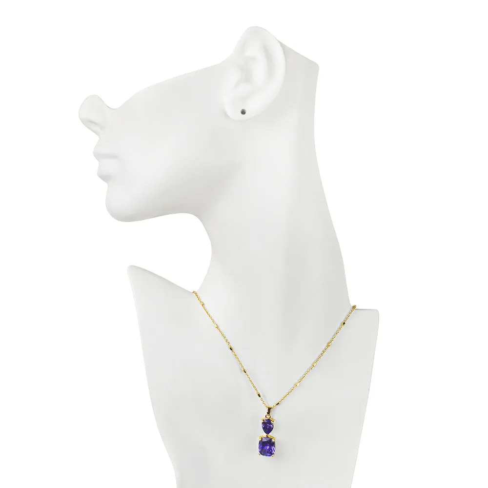 Dazzling Dreamer CZ Necklace (Goldtone/Violet)