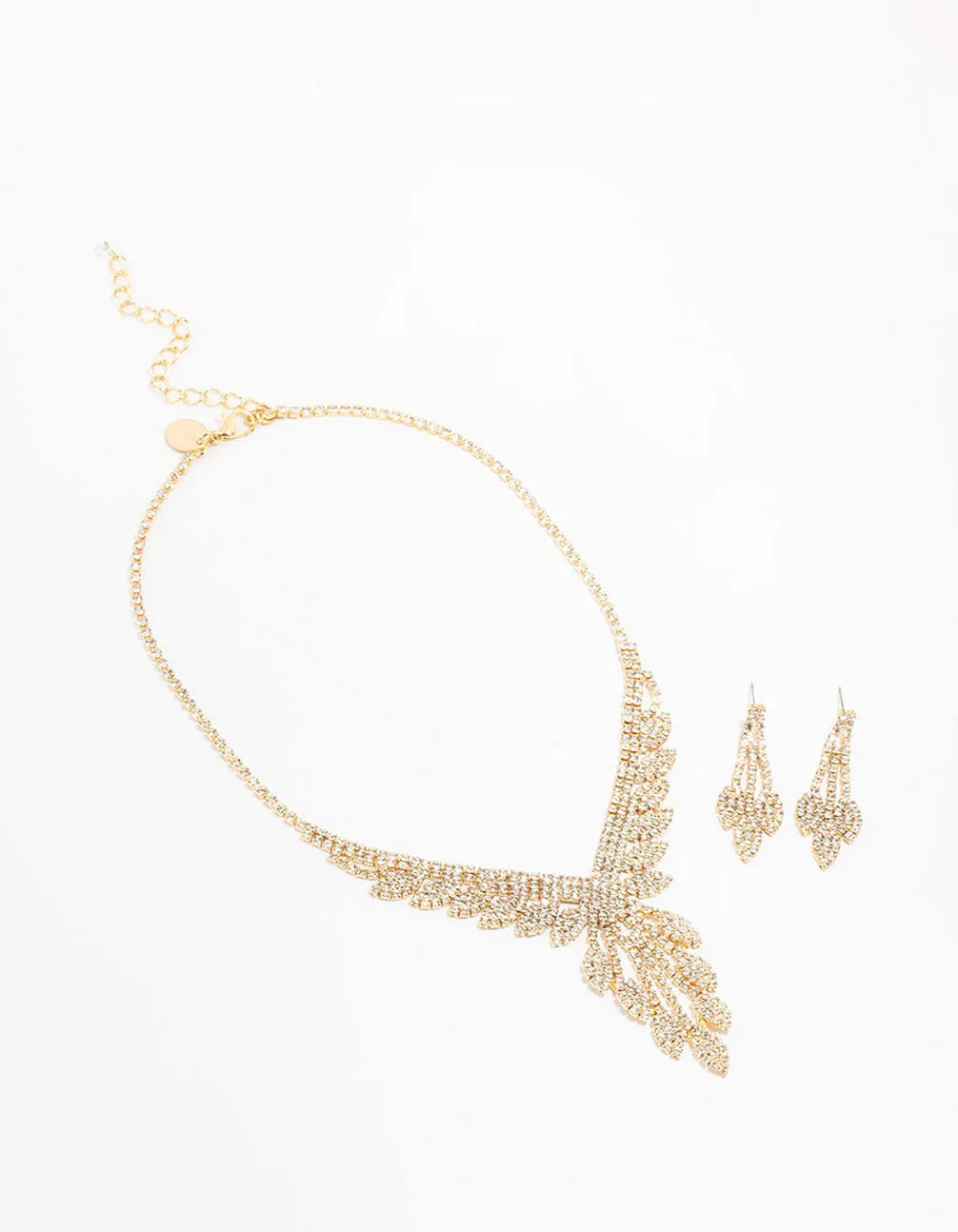 Dazzling Gold Floral Necklace & Earrings Set