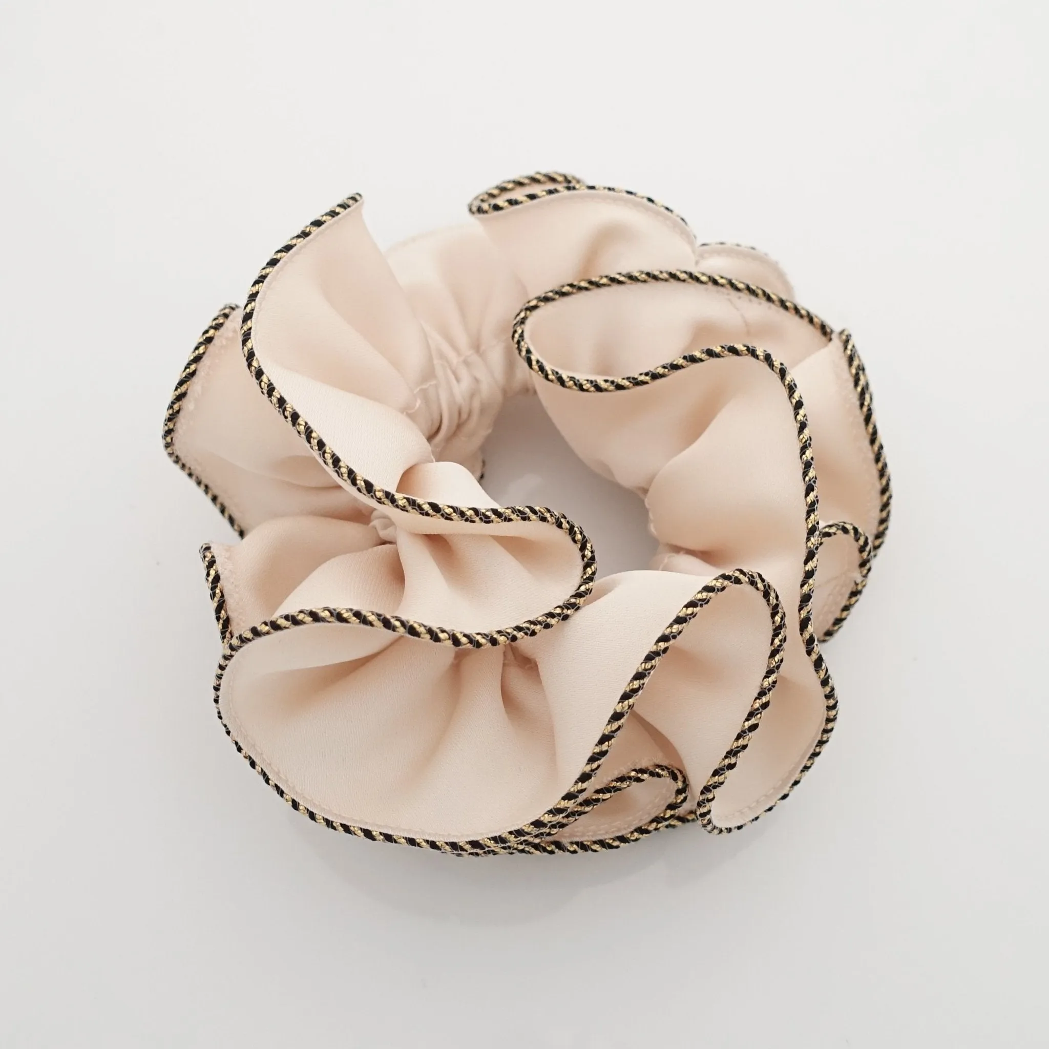 dazzling golden thread trim satin scrunchies women unique hair elastic scrunchy