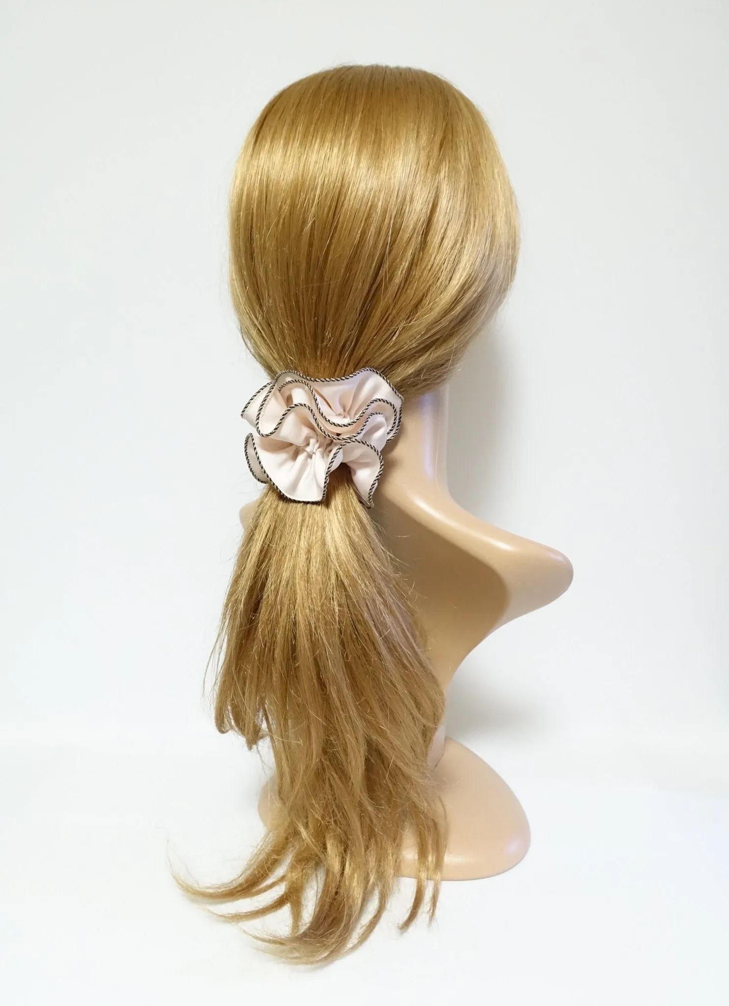 dazzling golden thread trim satin scrunchies women unique hair elastic scrunchy