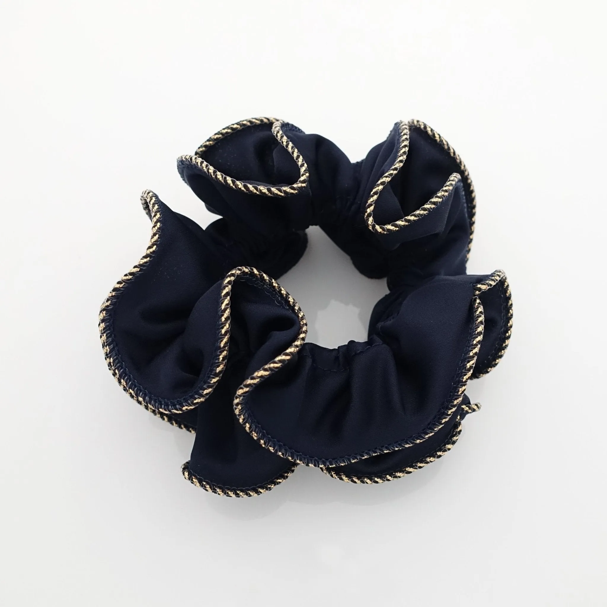 dazzling golden thread trim satin scrunchies women unique hair elastic scrunchy