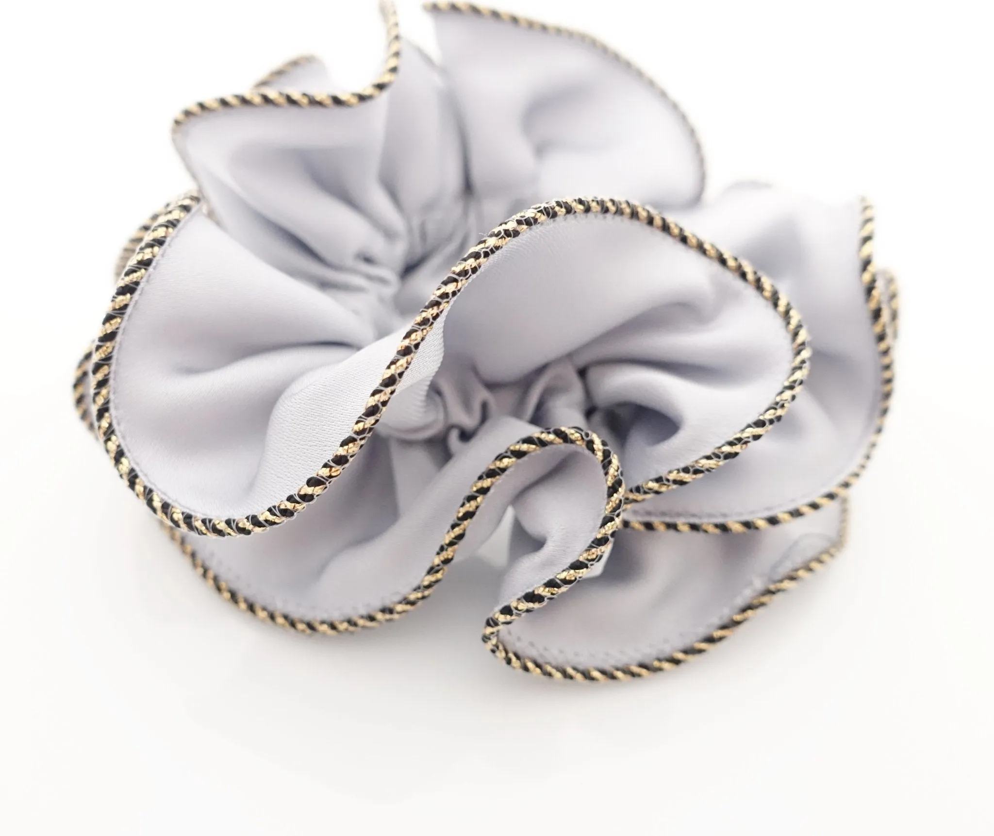 dazzling golden thread trim satin scrunchies women unique hair elastic scrunchy