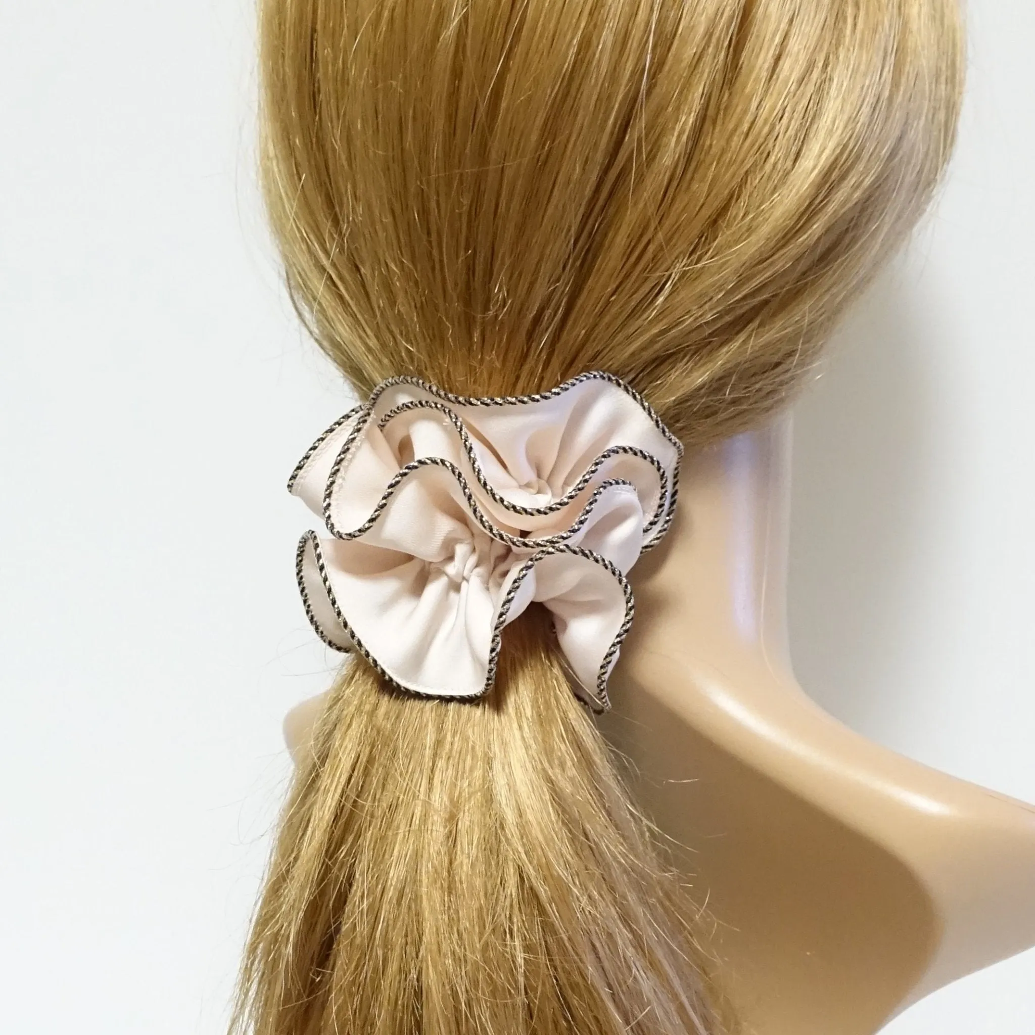 dazzling golden thread trim satin scrunchies women unique hair elastic scrunchy