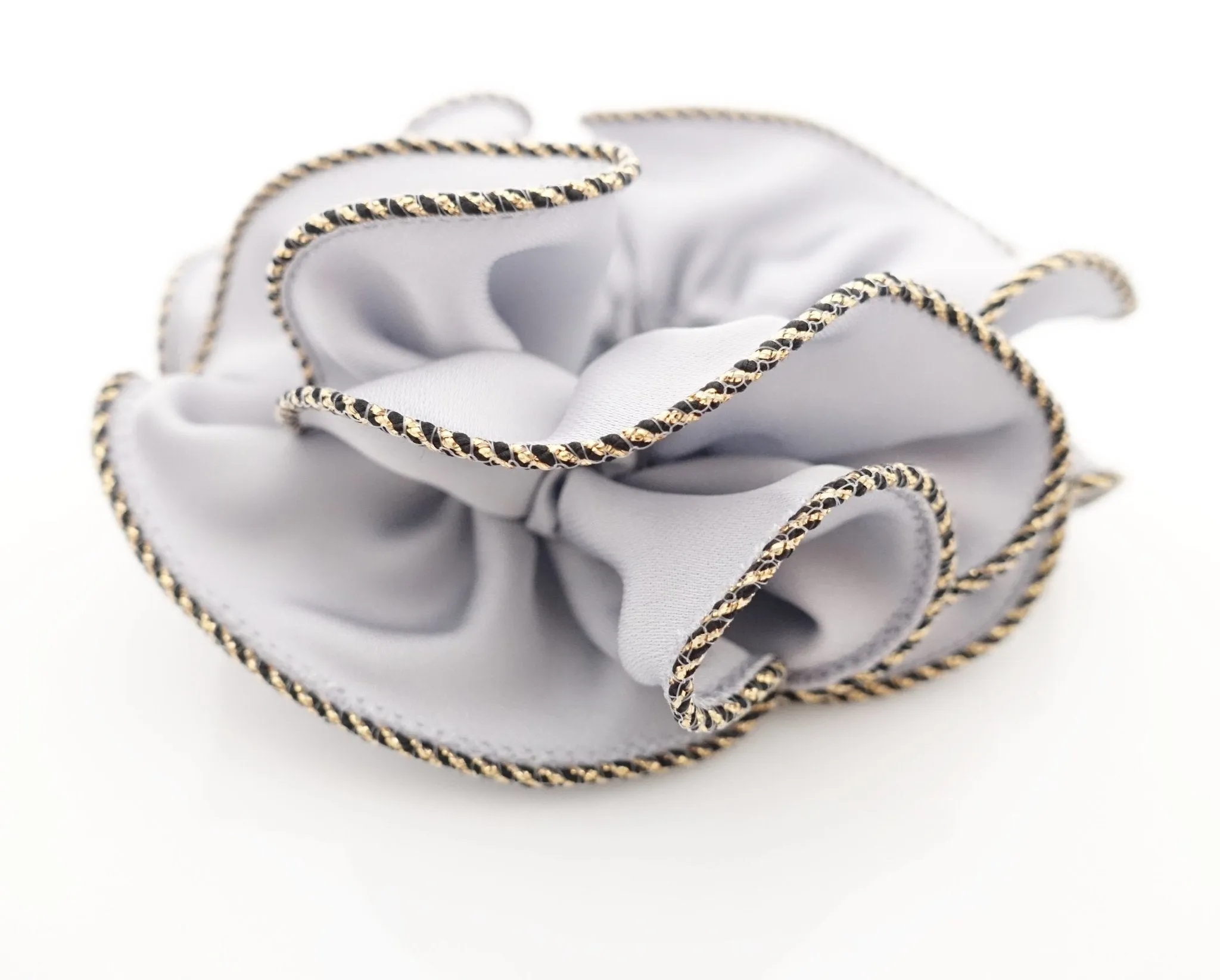 dazzling golden thread trim satin scrunchies women unique hair elastic scrunchy