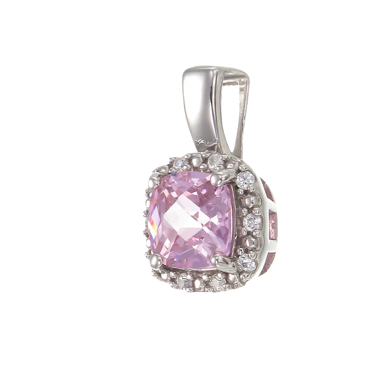 Dazzling Pink Pendant with Sparkling Halo