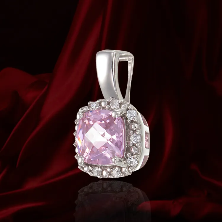 Dazzling Pink Pendant with Sparkling Halo