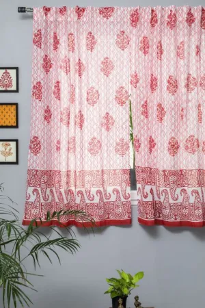 Dazzling Rose Hand Block Printed Window Curtain